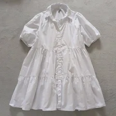 ZARA ザラ チュニック シャツワンピース ティアード パフスリーブ ホワイト 白 USA L XL レディース ゆったり 体型カバー 春 夏 秋 デート 普段着 お出かけ 送料無料 美品 人気 定番