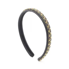 シャネル CHANEL カチューシャ チェーン レザー カチューシャ レディース Used Aのサムネイル