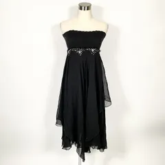 グレースコンチネンタル GRACE CONTINENTAL ドレス ワンピース シルク100% フレア ビジュー 黒 ブラック 36
