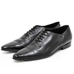 【SALE】DOLCE&GABBANA ドルチェアンドガッバーナ レザーシューズ イールスキン ウナギ革 サイズ 7h メンズ ホールカット レザーソール 靴 ブラック 黒 イタリア製のサムネイル