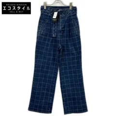 DOUBLE STANDARD CLOTHING ダブルスタンダードクロージング 0206-491-231 ｲﾝﾃﾞｨｺﾞ ﾃﾞﾆﾑﾚｰｻﾞｰ加工ﾜｲﾄﾞﾊﾟﾝﾂ 38