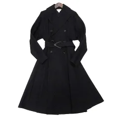 ボッテガヴェネタ BOTTEGA VENETA フレア ロング トレンチコート トライアングル バックル 653048 V0BT0 2022AW ブラック 黒 36のサムネイル