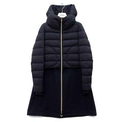 美品・2022AW HERNO ヘルノ 異素材切り替え ダウンコート ブラック