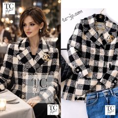 シャネル カーディガン ベスト CHANEL ネイビー ゴールド メタリック パール トリミング カール ラガーフェルド セット 豪華 新品同様 38 シャネル カーディガン ベスト CHANEL ネイビー ゴールド メタリック
