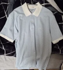 M/ブルー グリーン UNIQLO ドライピケストライプポロシャツ