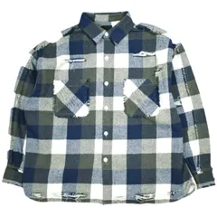 新品 Danke Schon ダンケシェーン 25AW FLANNEL DAMAGE SHIRTS BLOCK ダメージ加工 フランネルチェックシャツ UNS24033B-DS M ブルー 長袖 トップス g25463のサムネイル