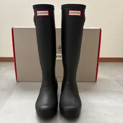 美品 ハンター HUNTER レインブーツ ロング 長靴 UK3 22cm 黒 ブラック ラバー 梅雨 防水 雪 靴 レディース