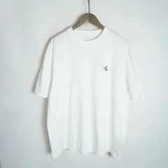 美品 Calvin Klein カルバンクライン ロゴ CK 刺繍 Tシャツ 半袖 カットソー コットン サイズL 白 930P★2