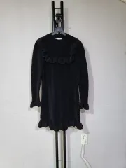 ザラ ブラック フリル ツアーベルベット ニット ONE PIECE S