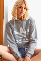 アディダス トレフォイル フードTシャツ グレー 90