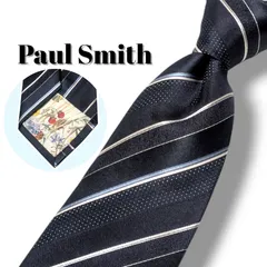 Paul Smith ポールスミス ネクタイ ストライプ ドット 花柄裏地 シルク100% ネイビー ビジネス メンズ 日本製