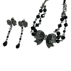 ANNA SUI(アナスイ) アクセサリー美品  - シルバー×黒×クリア ブレスレット×1点/ピアス×1点/リボンのサムネイル