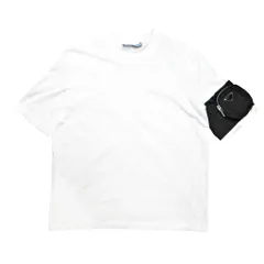 プラダ PRADA 極美品 トライアングルロゴ ポーチ付き 切替 Tシャツ 半袖 プレート XS 白 ホワイト ■MNK4