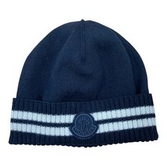 MONCLER Moncler 니트 모자 베이비 키즈 BERRETTO TRICOT G29549Z734 A9630 네이비×화이트 사이즈 M 킹 램[01]