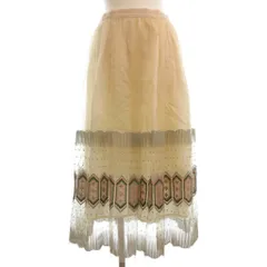 ビュルデサボン bulle de savon フレアスカート ロング チュール 刺繍 F ベージュ