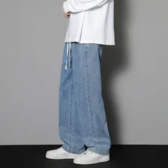 新品 ワイドパンツ デニムパンツ バルーン メンズ  バギー デニム パンツ ジーンズ ジーパン ズボン ボトムス シンプル カジュアル mlouf