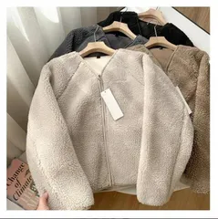 新品 ボア ブルゾン レディース 秋 冬 もこもこ 厚手 ジャケット 裏ボア アウター ボアコート ファーコート ボアジャケット あったか ジップアップ Vネック 長袖 羽織 無地 軽量 防風 厚手 防寒 スタンドカラー mleal