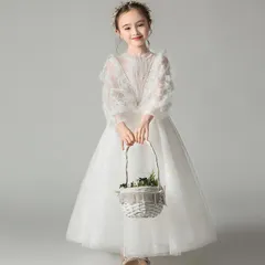 新品 お姫様 発表会ドレス ピアノ 長袖ドレス 子供  フォーマル キッズ チュールワンピース ふんわり感 ロングワンピース 女の子 フレアワンピース ジュニア 結婚式 お誕生日 写真 プレゼント 姫系 子供服 mldgn
