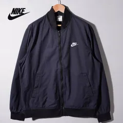 ナイキ NIKE ナイロンジャケット ブルゾン スイングトップ L ブラック ダークグレー ロゴ刺繍 短丈 ストリート 古着 D362