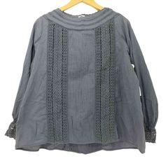 IENA イエナ レースピンタックブラウス シャツ 長袖 ネイビー M相当 
