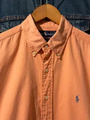 【 90s  Ralph Lauren  S/S Shirt  】 ラルフローレン　半袖　ボタンダウンシャツ　BLAIRE　無地　ポニー　杏色　《 M 》