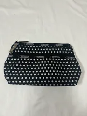 【222471】LeSportsac レスポートサック  ポーチ　ドット柄　軽量 ブラック/ホワイト