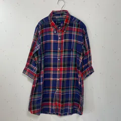 Ralph Lauren BLAKE チェックシャツ XL相当 七分袖 ゆったり チュニック丈 コットン100