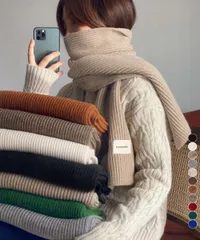 【A11】リブニットマフラー レディース カシミアタッチ 暖かい 無地 厚手 ニットストール ネックウォーマー 防寒 保温 韓国風 大人可愛い CH84JINDI-001