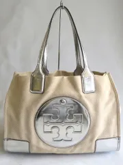 【222325】TORY BURCH トリーバーチ  ELLA　CANVAS MINI TOTE トートバッグ キャンバス*メタリックレザー 54259