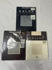 【223518】 未開封品！　ラルフローレン　CELINE　ブランド別ストッキング3枚セット　柄付き　M-L ダークネイビー/ベージュモス/ヌーディー