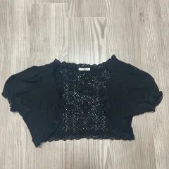 【225157】LEST ROSE レスト ローズ  半袖レースカーディガン　ボレロ　花柄レース　コットン・ナイロン・ポリウレタン混　日本製　2  ・ ブラック