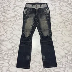 希少【PPFM peyton place for men  【商品名】y2k 00's archive/Wウエスト 立体裁断/スタッズ/インディゴ デニム パンツ