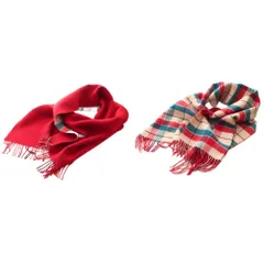 ヴィヴィアンウエストウッド Vivienne Westwood タグ付き リバーシブル ストール マフラー チェック柄 ウール マルチカラー 赤 レッド 青 ブルー /SS ■OS