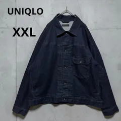 UNIQLO デニムジャケット XXL インディゴブルー 1stタイプ ファーストデザイン ビッグシルエット 短丈 オーバーサイズ ユニクロ ユニセックス Gジャン トラッカージャケット 濃紺 大きいサイズ 美品 311-449616 オンライン限定サイズ