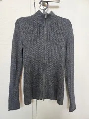 トミーヒルフィガー ケーブル ニット ジップアップ グレー M