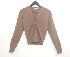 【224717】UNIQLO ユニクロ  メリノブレンドVネックカーディガン　ニット　長袖　ウール・ポリ混　M  ・ ブラウン
