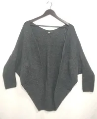 【224738】UNIQLO ユニクロ  451686 3Dスフレヤーンカーディガン　長袖　ナイロン・アクリル・ウール混　ニット　M  ・ ダークグレー