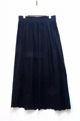 【224236】TICCA ティッカ  裾カットレース コットン ロングフレアスカート TBCS-064 ブラックのサムネイル
