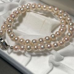 ほんのりピンク✨本真珠 パールネックレス 7.5-8.0mm シルバー刻印