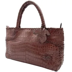 希少 美品 IBIZA イビサ マットクロコダイル ワニ革 センター取り エキゾチックレザー ハンドバッグ トートバッグ ブラウン