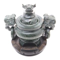 中国美術 香炉 獣面紋 獣面三足 双耳 彫刻 獣面 骨董 唐物 古玩 5164