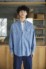 orslow オアスロウ BLUE CHABRAY WORK SHIRT WITH FLAP POCKET 01-8064-84 ブルーシャンブレー ワークシャツのサムネイル