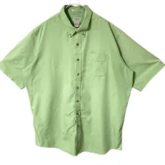 CHM L.L.Bean 半袖シャツ ボタンダウン 無地 グリーン コットン XXL-TALL ビッグサイズ ゆったり トラディショナルフィット メンズ レディース ユニセックス 古着
