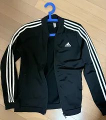 アディダス ジャージ 3本線 トレーナー ブラック ジップアップ