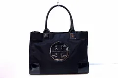 【227515】TORY BURCH トリーバーチ  トートバッグ ナイロン エナメル ハンドバッグ ブラック