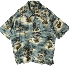 CHM croft&barrow アロハシャツ 総柄 ハワイアン ビーチ柄 レーヨン 半袖 開襟風 ゆったり XXL ビッグサイズ メンズ レディース ユニセックス 古着
