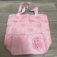 【229450】Starbucks スターバックス  エコバッグ　トート　ハート柄　バレンタイン　ロゴ ピンツ