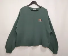 【229620】WEGO ウィゴー  長袖スウェット　トレーナー　ドロップショルダー　ストレッチ　犬刺繍　コットン　M  ・ グリーン