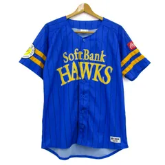 ソフトバンク 半袖シャツ トップス 鷹の祭典 福岡 ホークス 野球 ユニフォーム メンズ Lサイズ 青×黄 Softbank 【中古】