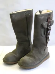 【230077】UGG アグ  ムートンブーツ サイドジップ　バックル  ・22.0 グリーン